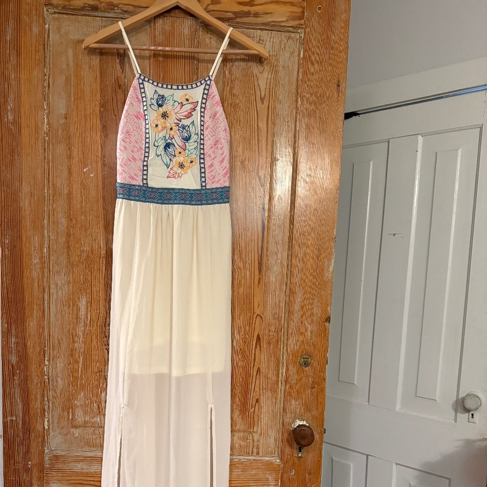 Cream embroidered maxi dress
